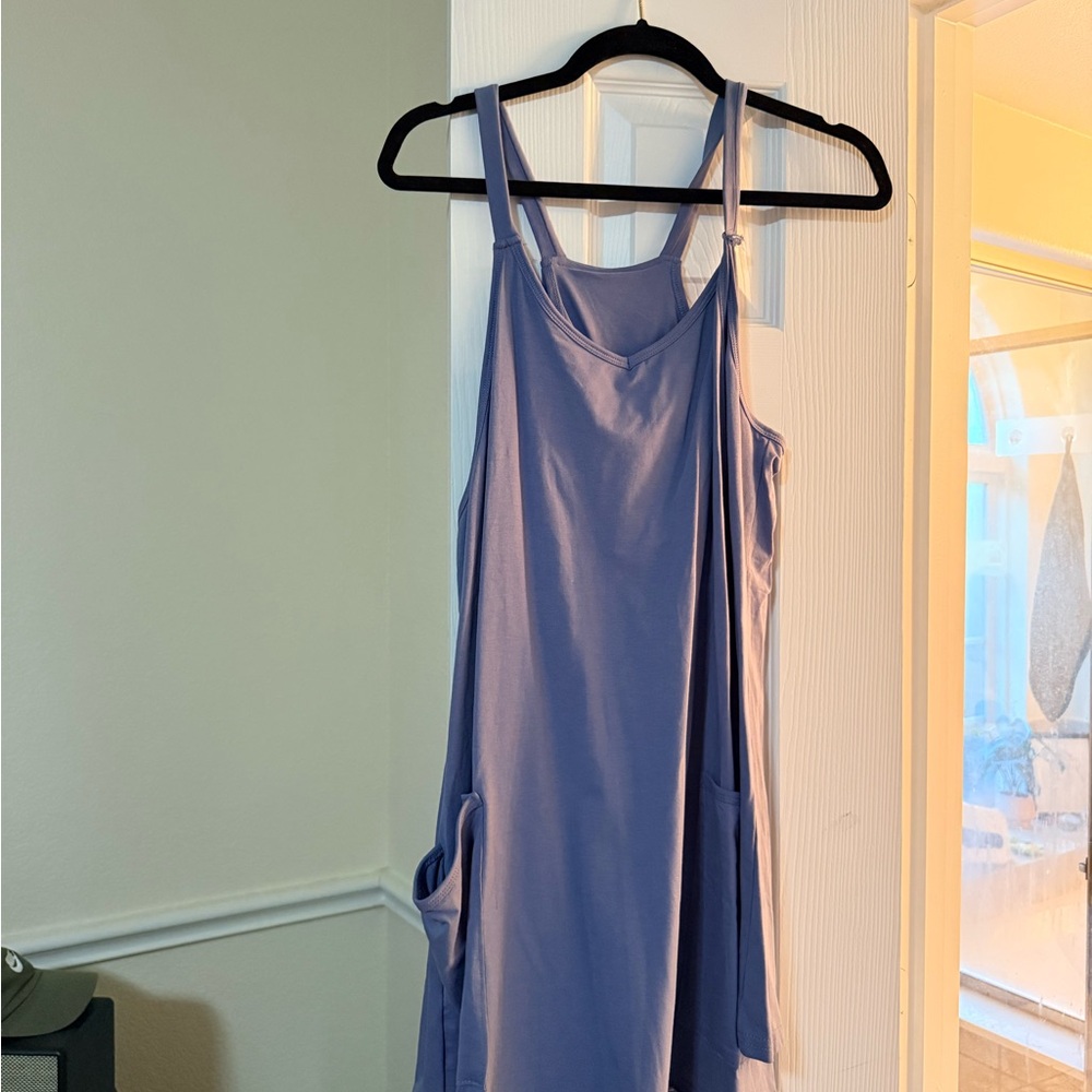 Blue T-shirt Dress with Pockets